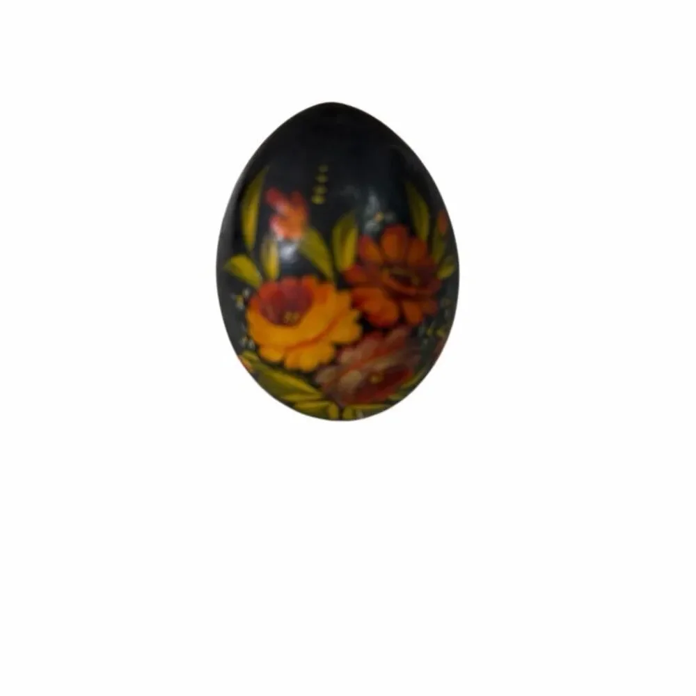 Vintage Handpainted Egg Floral Boho Cottagecore Collectible 3” High